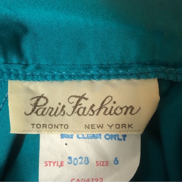 VTG Paris Fashion Co. Pleated Blue/Green Satin Pants Sz 6 Tapered Leg Balloon - Picture 10 of 15